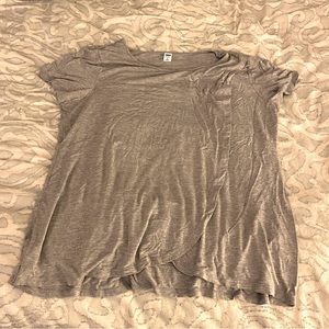 Grey cross front crew neck layered maternity/nursing tee shirt
